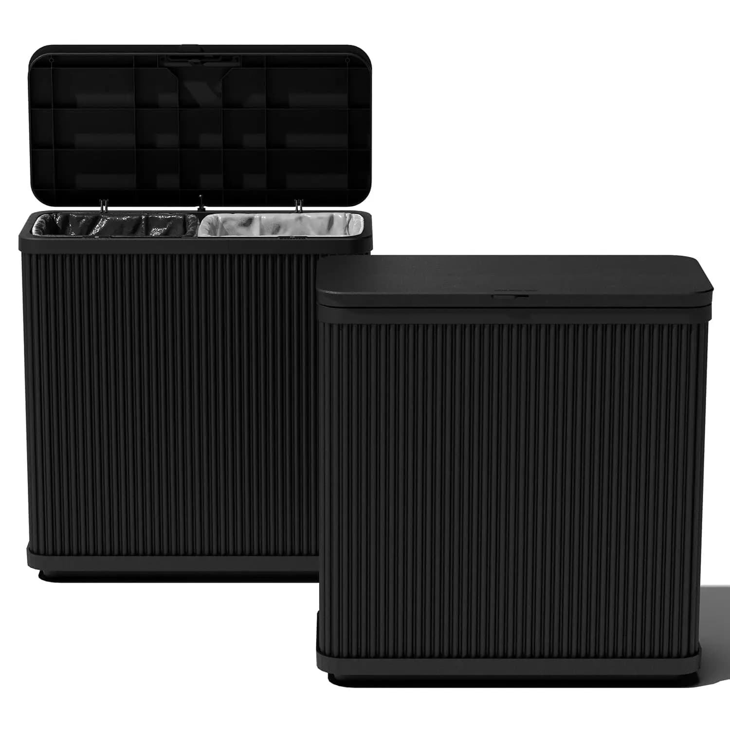 Cestino per rifiuti da esterno con coperchio serie Tambour – Contenitore per rifiuti resistente alle intemperie per patio, piscina, barbecue e feste | Sistema a Doppia Borsa Resistente