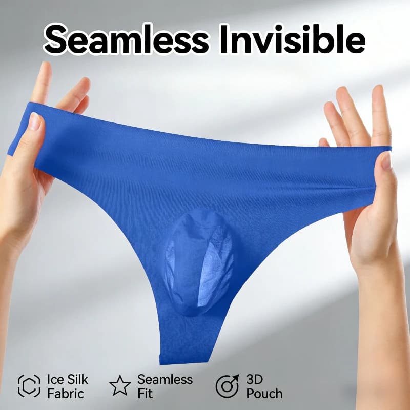 Slip da Uomo Sexy Semitrasparenti in Seta Ghiaccio - 1 Pezzo, Effetto Rinfrescante, Tasca Sagomata 3D, Traspiranti, Ultra Morbidi, Casual, per Uso Quotidiano