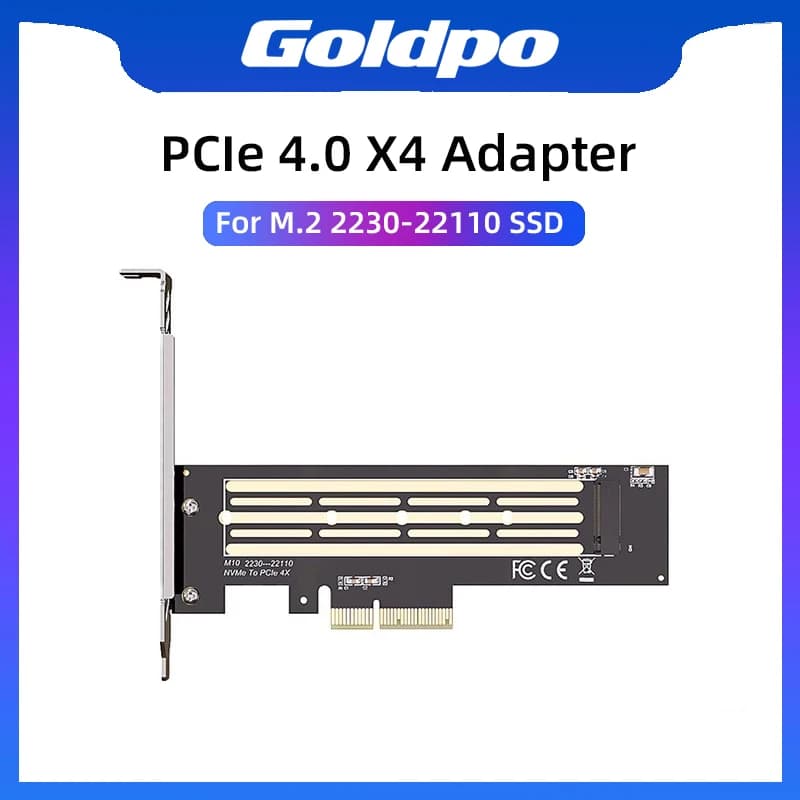 Adattatore Goldpo PCIe 4.0 X4 applicabile a M.2 2230/2240/2260/2280/22110 NVME 3.0 SSD 64Gbps X8 X16 Scheda di espansione a stato solido per PC