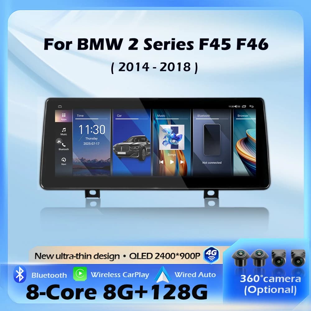 Android Auto For BMW 2 Series F45 F46 2014 - 2018 NBT EVO System Carplay Multimedia Display Touch Screen 4G WIFI Navigation GPS