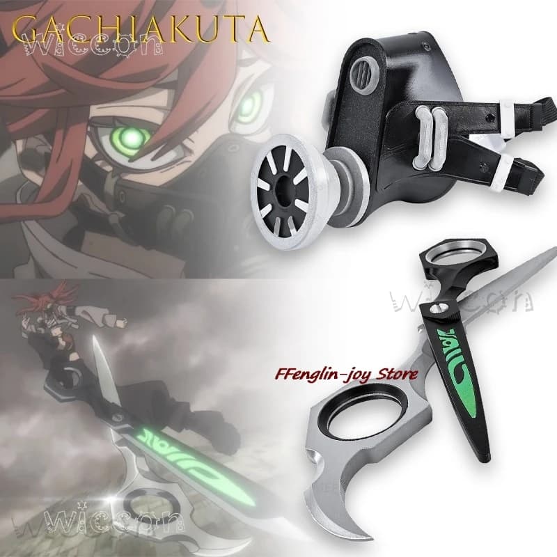 Disfraz Costumi di Halloween GACHIAKUTA riyo Forbici Maschera antigas Puntelli Cosplay Accessori Personaggio anime Vestito mujer