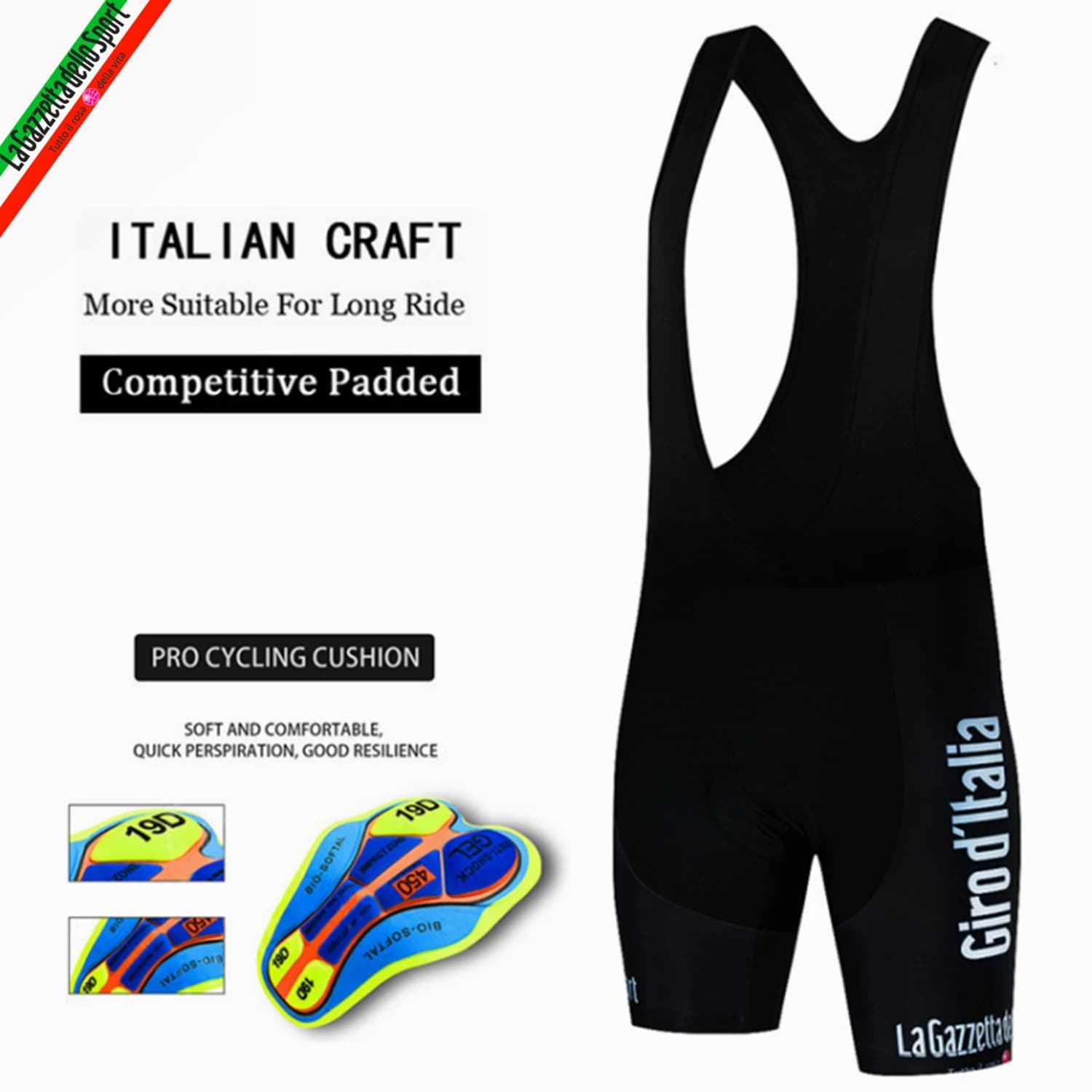 2024 Pro Tour Of Italy shorts with men's bicycle straps cycling clothing Coolmax shorts with suspenders padded in Gel shorts with cycling straps