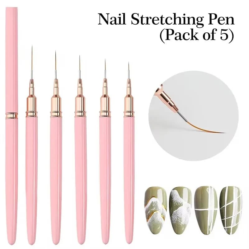 Set di pennelli per nail art da 5 pezzi per gel UV French Stripe Line Painting Disegno Penna per fiori Pennelli per manicure professionali Strumento