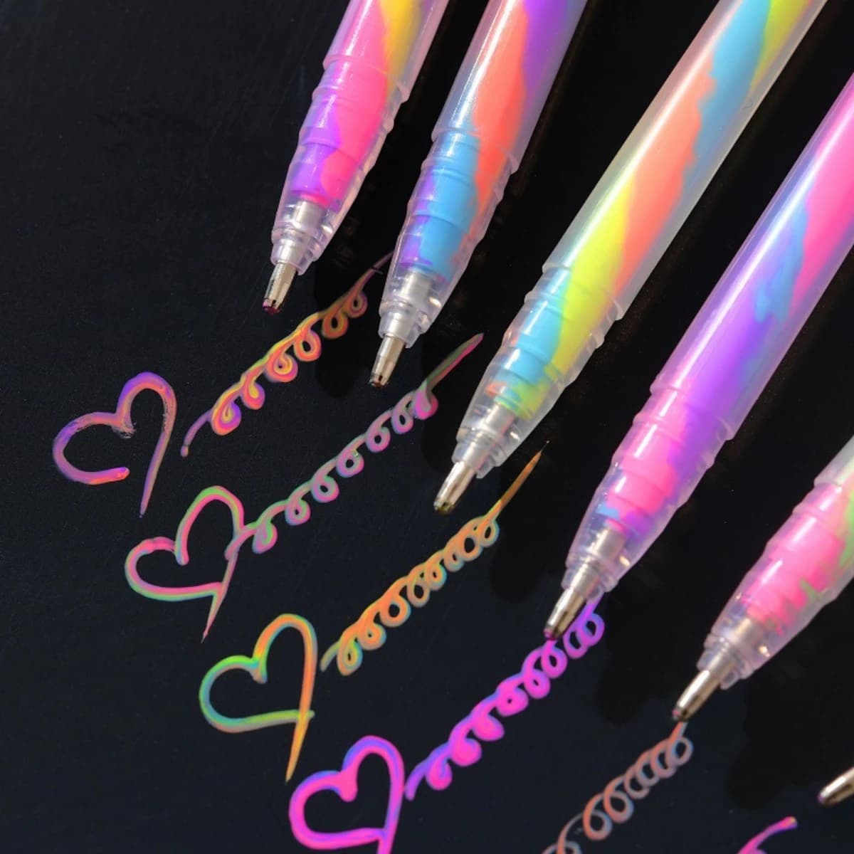 Set of 6-piece glittering gel highlighters: 1,2 mm bright colors, fluid writing, perfect for magazines, DIY handicrafts, greeting cards,