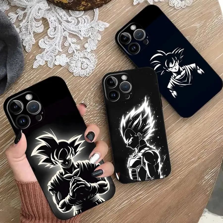 Dragon Ball Goku Vegeta Custodia morbida nera per iPhone 16 Pro Max 11 13 Pro SE 15 14 XR 16e 8 Plus XS X 12 Mini 7 6s
