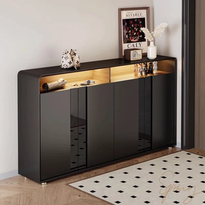 Mobiletto Portascarpe in Legno per Soggiorno, Organizer, Scaffale Portascarpe da Scrivania, Scatola Contenitore, Lusso, Design Nordico, Mobili per Ingresso