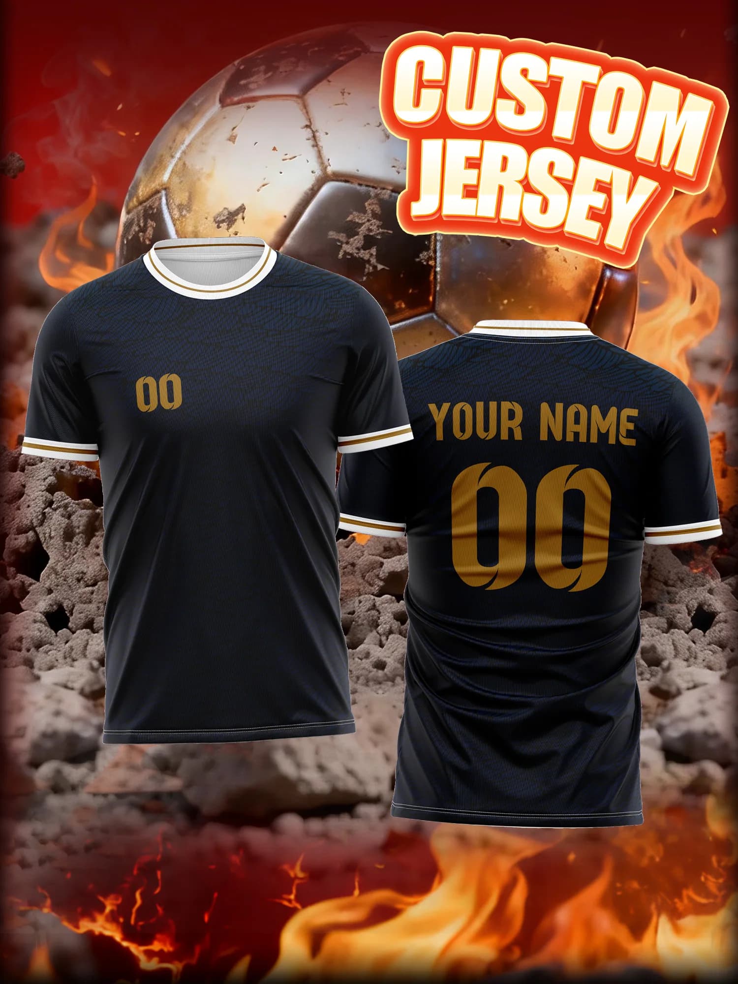 Maglia da Calcio Personalizzata con Immagine, Numero e Nome, in Tessuto Traspirante, Alta Ventilazione