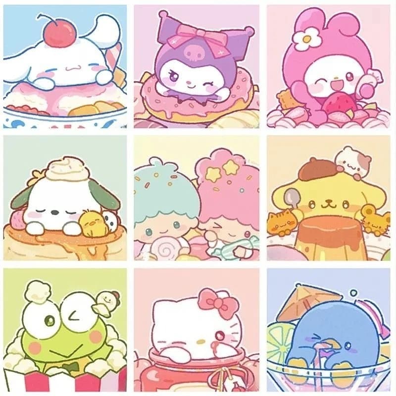5D DIY Diamond Painting Cute Kuromi Hello Kitty My Melody Art Full Drill Rhinestone Mosaic Wall Decor Craft Kit Home Gift
