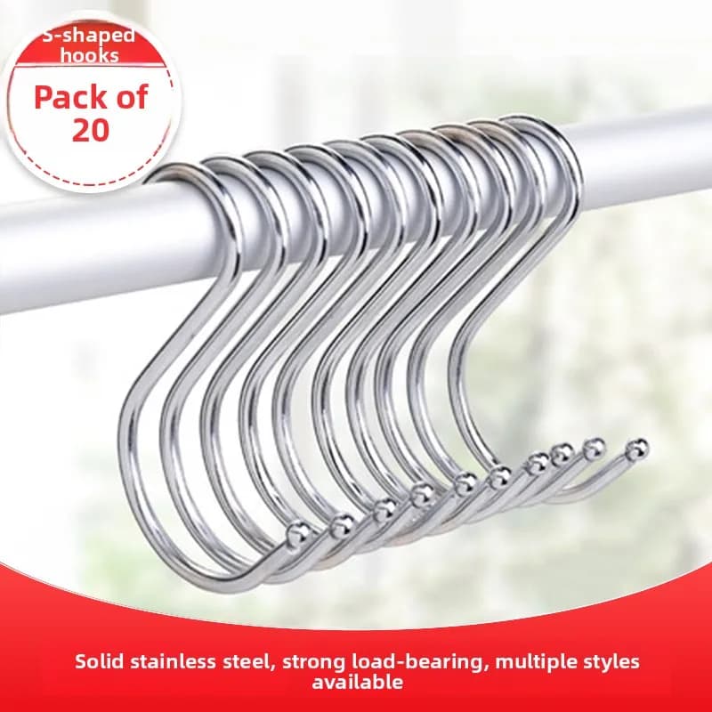 Stainless Steel S-Shaped Hooks Metal Clothes Hangers for Clothing Stores Home Use Hat And Coat Hanging Hooks Rotatable