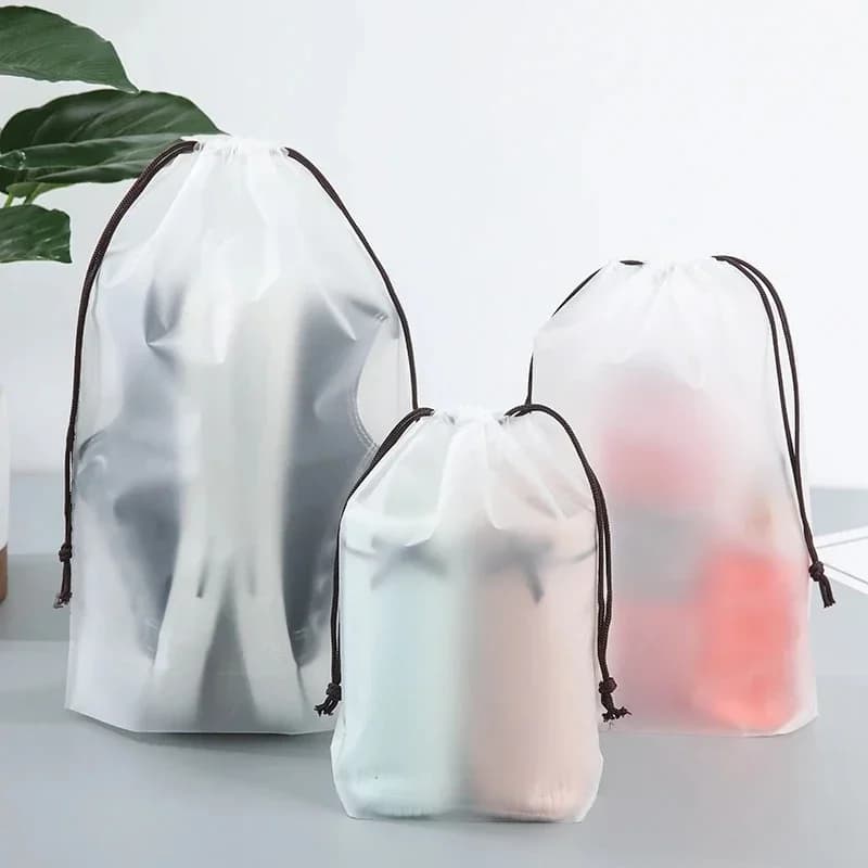 1/5/10/20 Pezzi Sacchetto Portatile con Coulisse per Scarpe, Borsa Eco-Sostenibile per Oggetti Vari, Borsa da Viaggio per Trucchi, Sacchetto Impermeabile Trasparente in Plastica