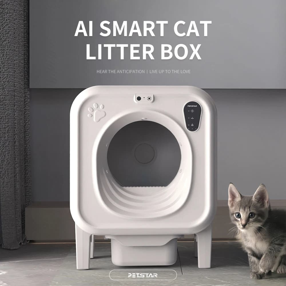 Lettiera per gatti autopulente con sensore di sicurezza automatico, lettiera per gatti automatica multi-gatto che copre l'inodore