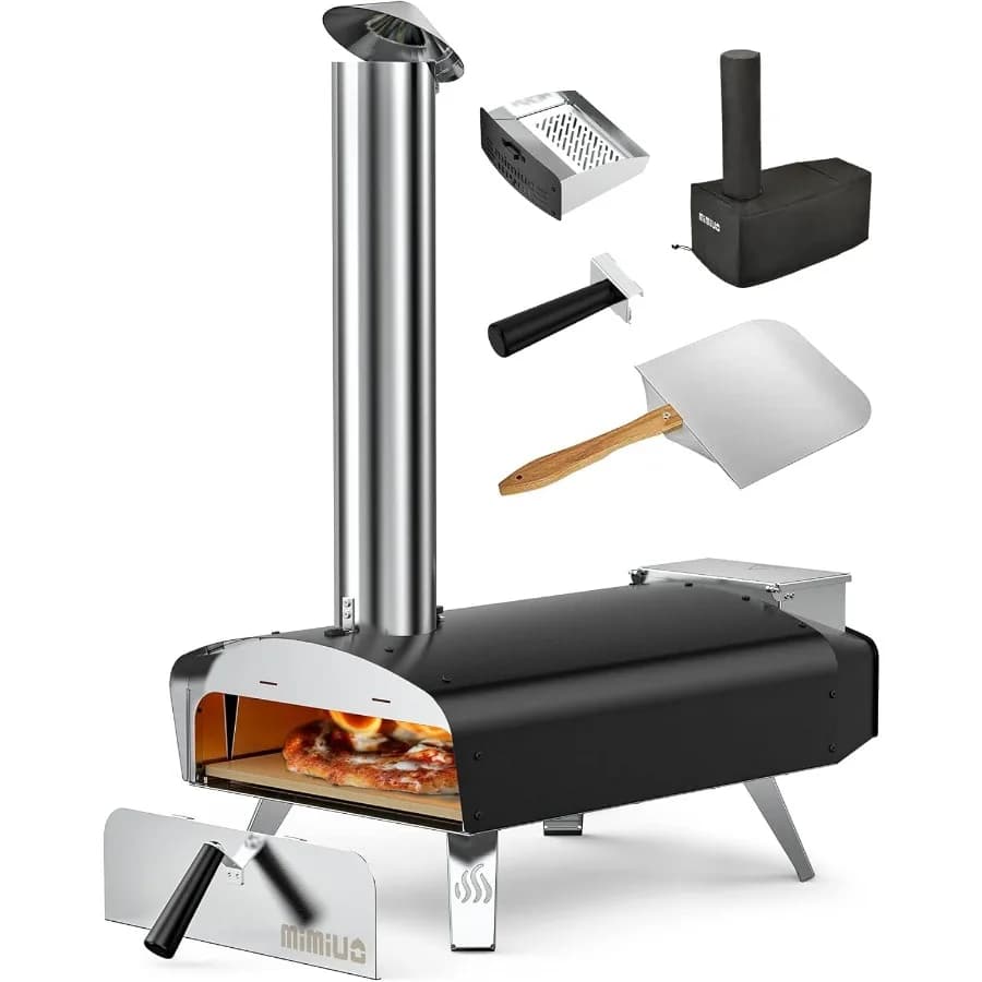 Forno per pizza portatile al legna con sistema di riscaldamento a pellet di legno per cortile e uso esterno Include pietra per pizza e buccia di pizza