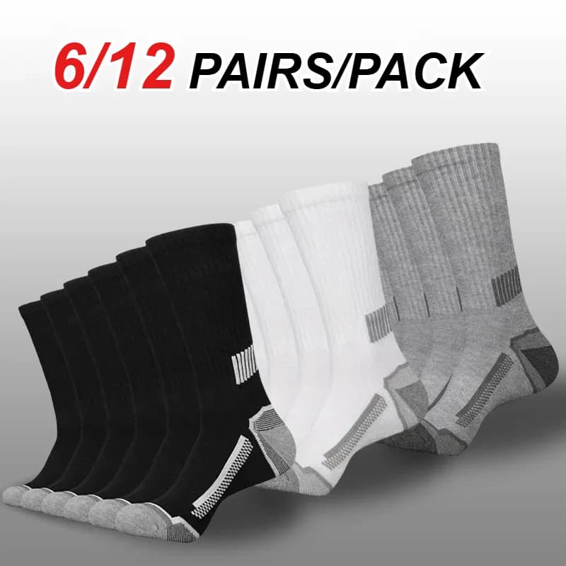 6/12 Pairs Men Mid Tube Sports Socks Comfortable Breathable Odor Proof Sweat Absorbing Running Basketball Four Seasons Socks