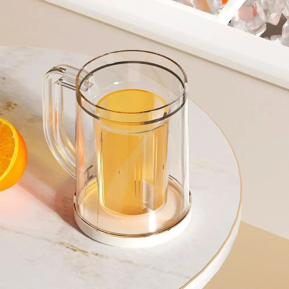Bicchiere Refrigerante con Manico, Doppio Strato, per Birra e Bevande, 20oz, in PET/PP, per l'Estate