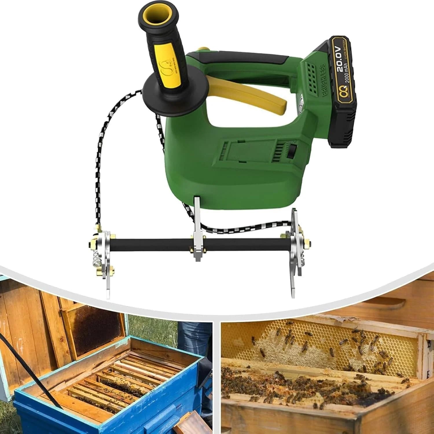 Dispositivo per la rimozione delle api elettrico, strumenti per l'allevamento delle api con motore brushless portatile, macchina per agitare il telaio automatico del alveare, per aziende agricole delle api (batteria * 1)