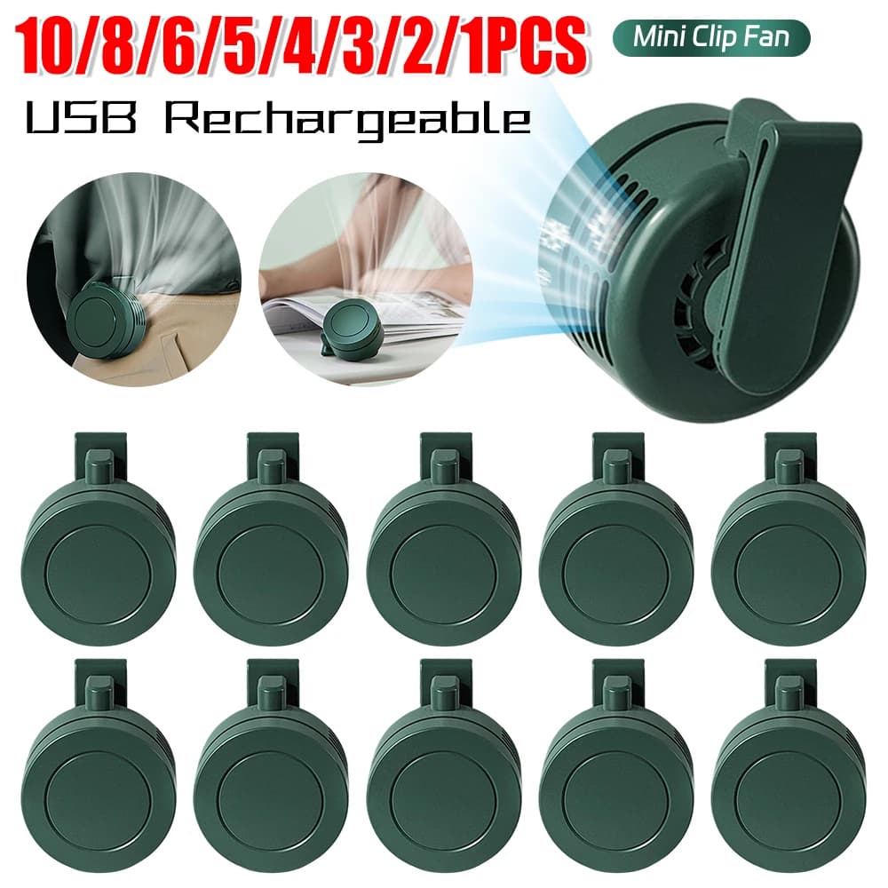 3 Speeds Electric Cooling Fan USB Rechargeable Mini Clip Fans Portable Clip-On Waist Cooler Fan for Outdoor Home Office Working