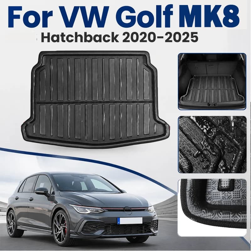 Tappetino per bagagliaio posteriore per VW Golf GTI R Mk8 Hatchback 2020-2025, tappeto protettivo per vano bagagli, tappetino antiscivolo per vano di carico