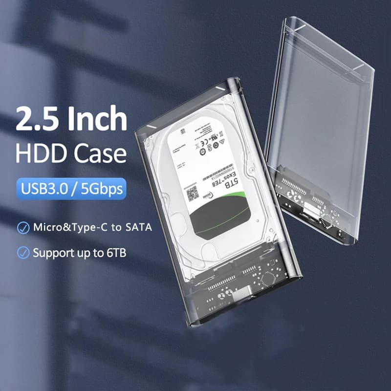 Custodia per disco rigido esterno USB3.0 Custodia per disco rigido da 2,5 pollici Custodia per disco rigido SSD da USB a Micro B SATA da 5 Gbps veloce per laptop