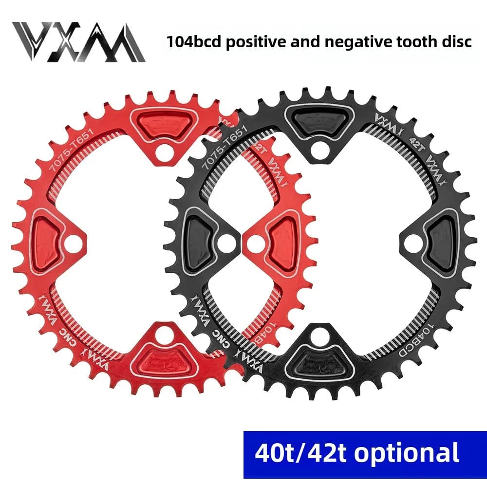 Bicicletta dente positivo negativo mountain bike 104BCD disco singolo 40T 42T disco in lega di alluminio disco dente grande Lega di alluminio