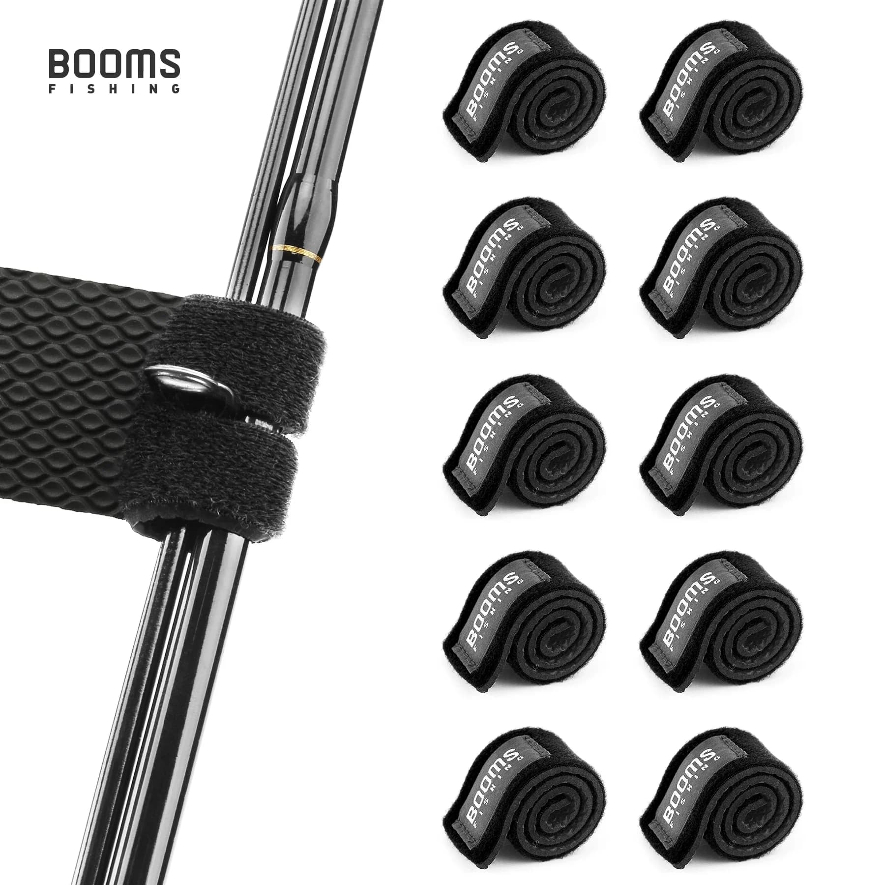 Booms Fishing RS3 Fishing rod holder Belt with rod strap Bretelle Wrap Fishing equipment boxes Toolboxes Box accessories 10 pieces