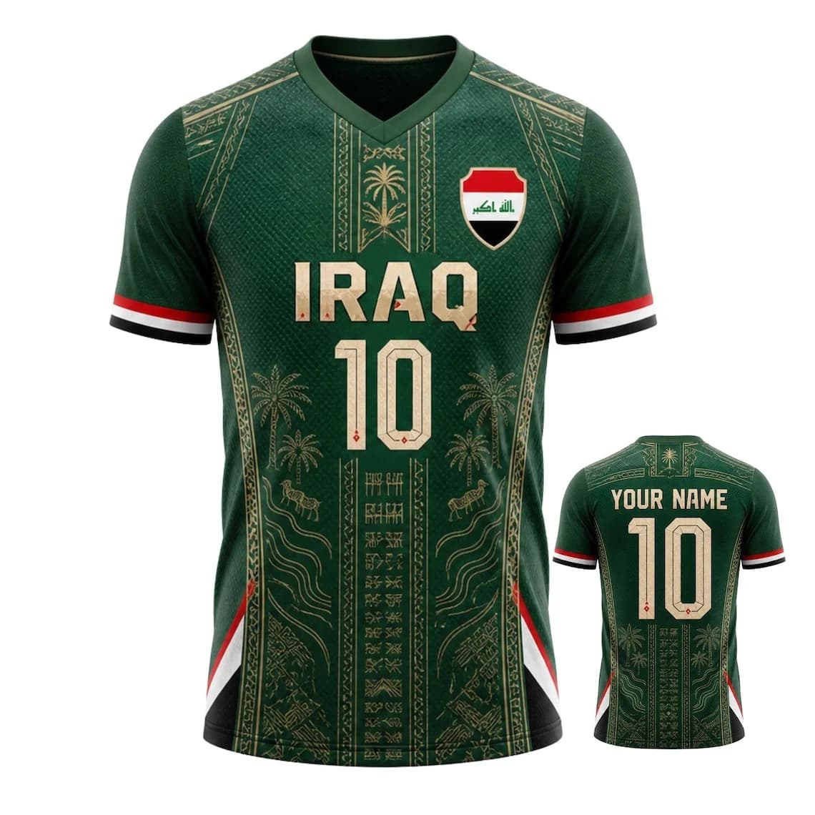 Iraq Soccer Jersey, Custom Name Number 10 Football Shirt 3D Printed T Shirts Tee Tops Summer Unisex T-shirt