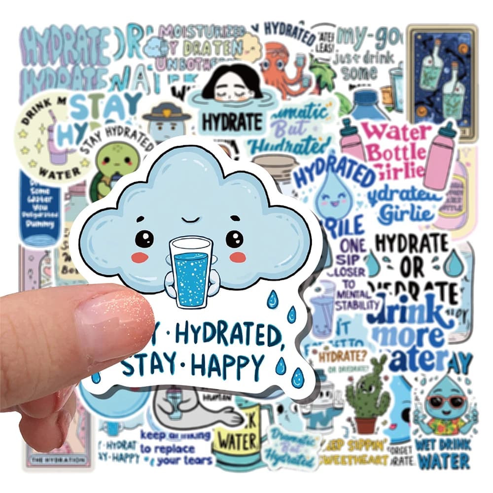 10/30/50pcs Cartoon Stay Hydrated Drink Water Stickers for Fridge Phone Notebook Luggage Funny Creative Graffiti Decals Packing