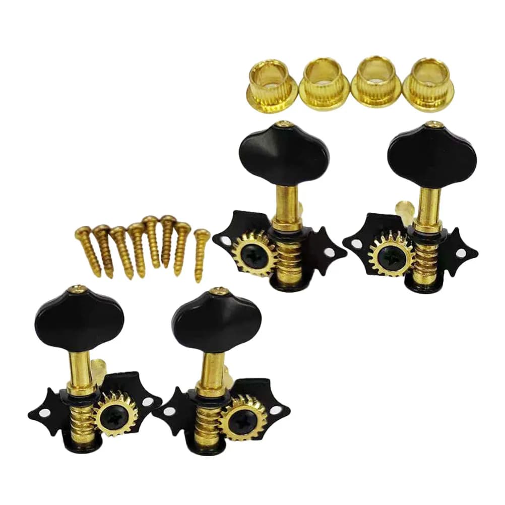 Set di 4 Piroli di Accordatura per Ukulele Nero Oro, Ricambio per Chitarra e Basso, Piroli di Accordatura Precisi per Basso