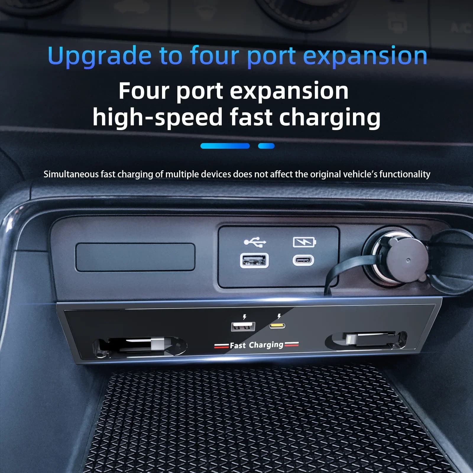 2023-2025 For Honda CRV: Quick Charging Station for Auto 130W, Splitter cigarette lighter, USB Converter