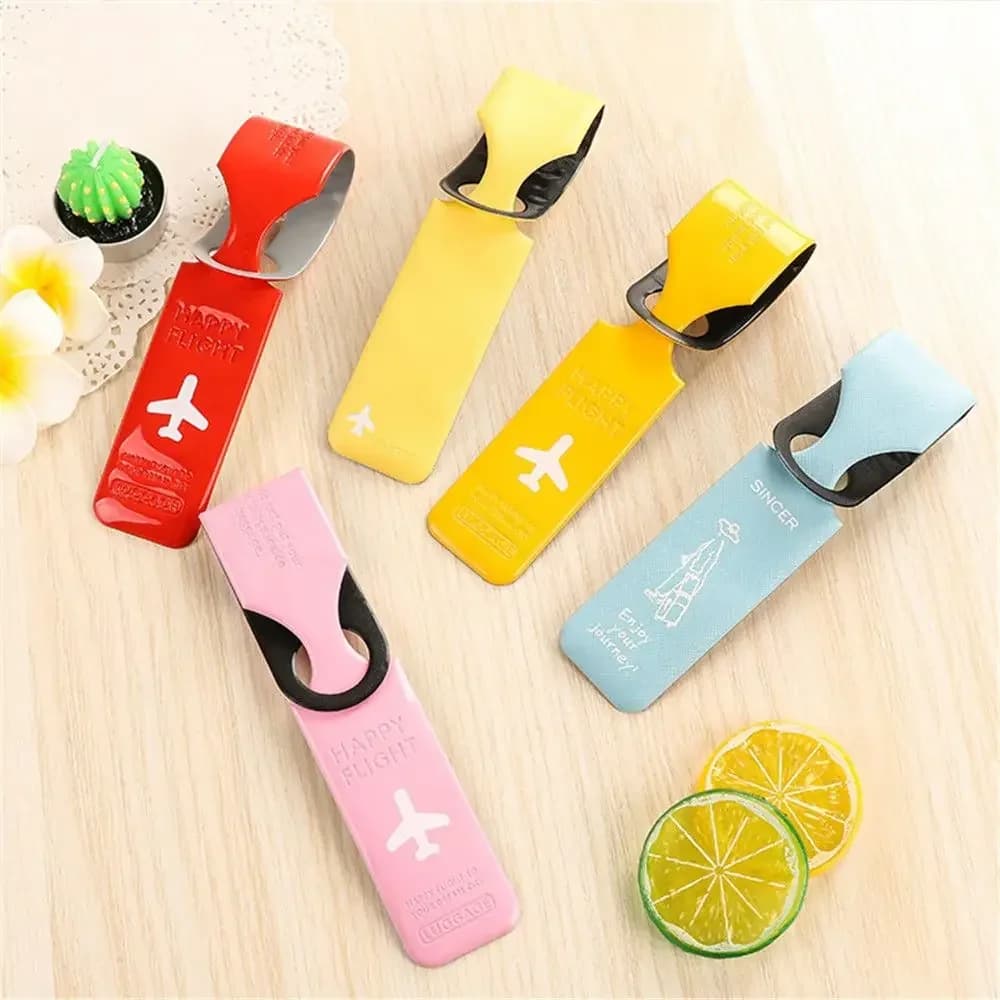 Etichetta per Bagagli Creativa in Pelle PU, Portatile, con Gel di Silice, Porta Indirizzo per Valigie, Accessori da Viaggio