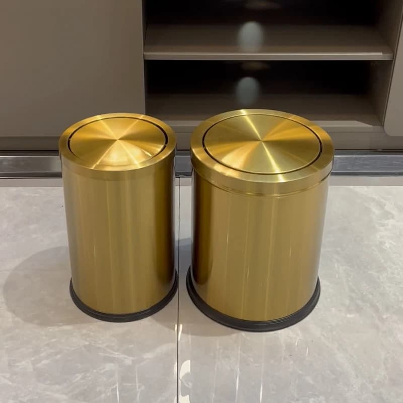 Leasylife Cestino per Rifiuti in Acciaio Inox da 9L/2,4 Galloni con Coperchio, Bidone Rotondo per Bagno, Camera da Letto, Ufficio e Cucina