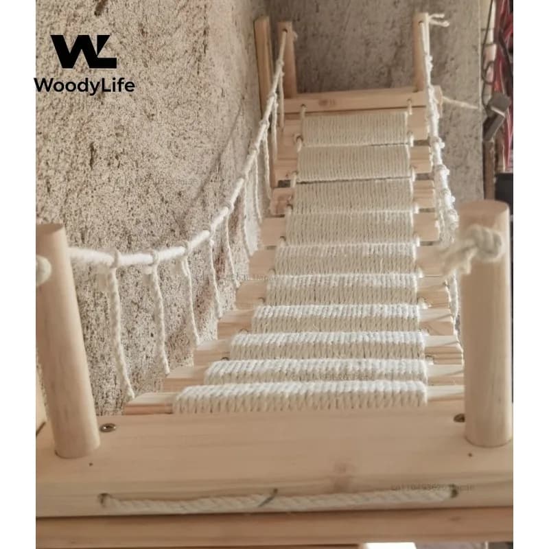 Cat Climbing Frame Wall-mounted Solid Wood Cat Bridge Household Can Be Integrated To Connect Cat Suspension Bridge Soft Ladder