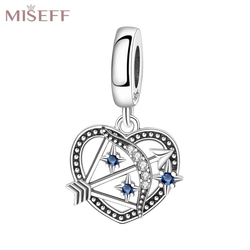 MISEFF 2025 Reale 925 Sterling Silver Scava fuori a Forma di Cuore arco freccia ciondolo Charms Perline Braccialetto Originale Gioielli FAI DA TE Regali