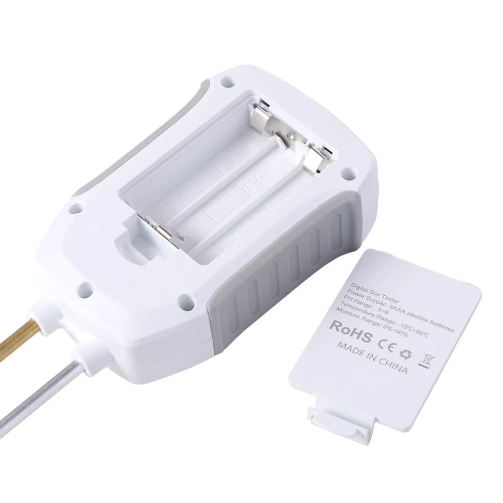 Tester del Suolo 3 in 1 con Schermo LCD, Sensore Metallico Resistente al Calore, Termometro del Suolo con Display Digitale Portatile