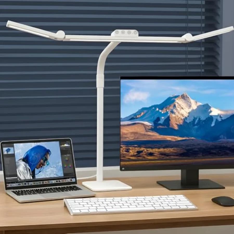 Lampada da scrivania a LED per casa e ufficio con base da 28,2 pollici, braccio flessibile regolabile, luce da scrivania luminosa, dimmerabile, lampada da tavolo per architetti.
