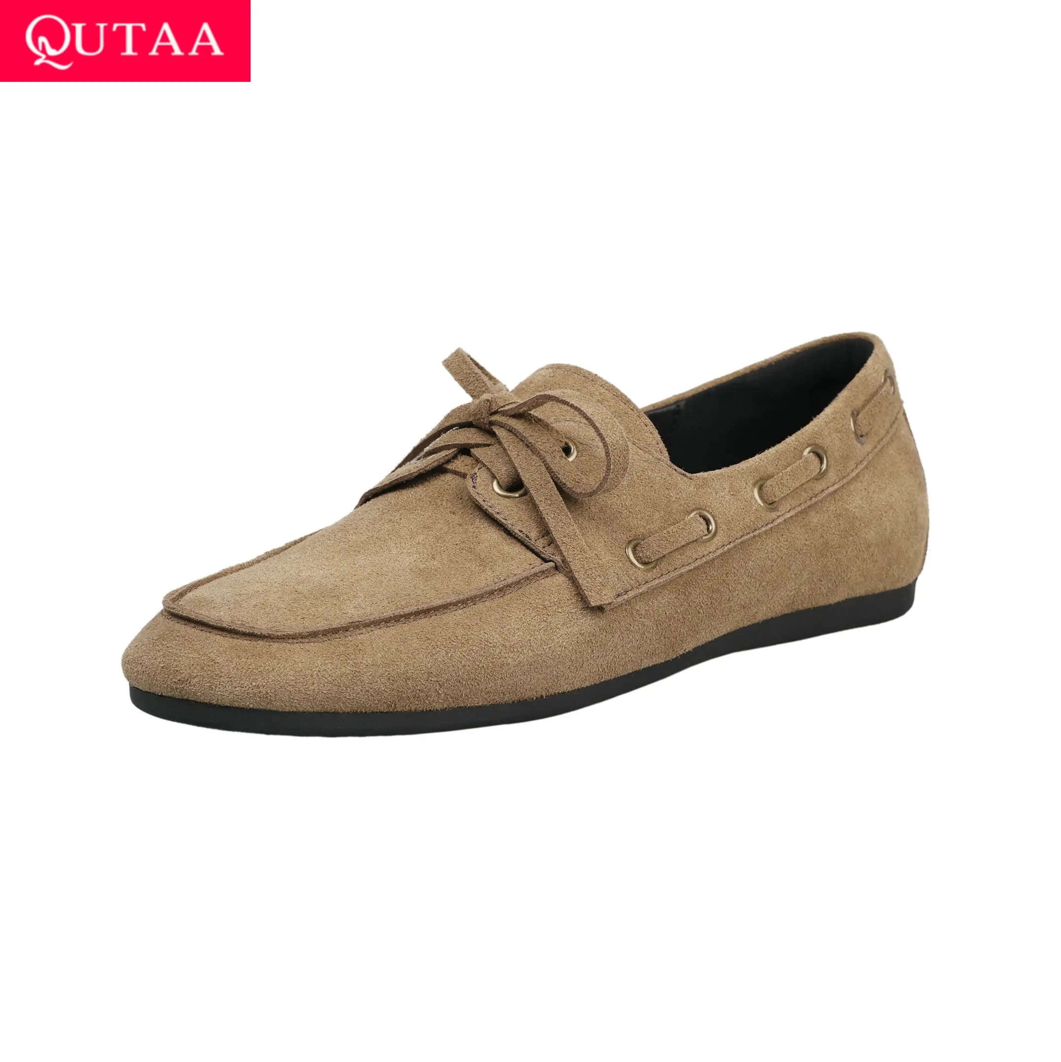ESVEVA 2026 Notizie Moda Donna Scarpe basse Pelle scamosciata di mucca Donna Primavera Balletto Lace Up Mocassini casual Scarpe Punta rotonda Donna 34-40