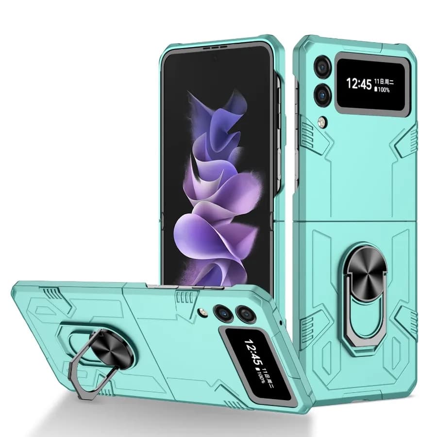 Galaxy Z Flip 3 Case, Rugged Military Grade Anti-Fall Shockproof Heavy Duty Protective Phone Case with Kickstand Magnetic Ring