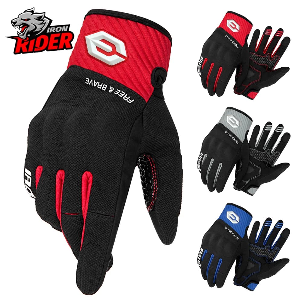 Guanti da moto fuoristrada primaverili ed estivi, guanti da corsa con dita intere, traspiranti, con touchscreen, per guida all'aperto.