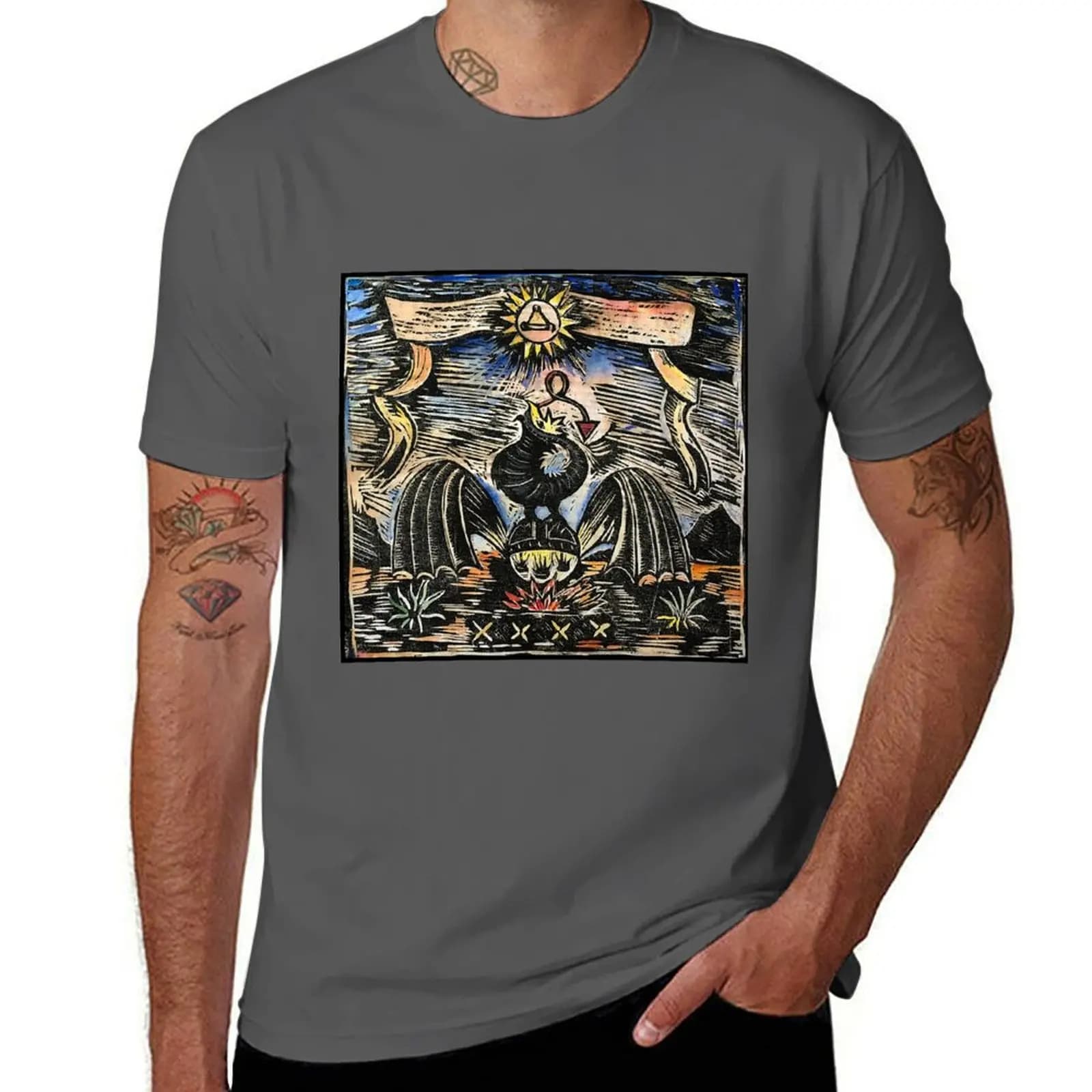 T-shirt con stampa su legno Alchemy T-Shirt Festival a maniche corte