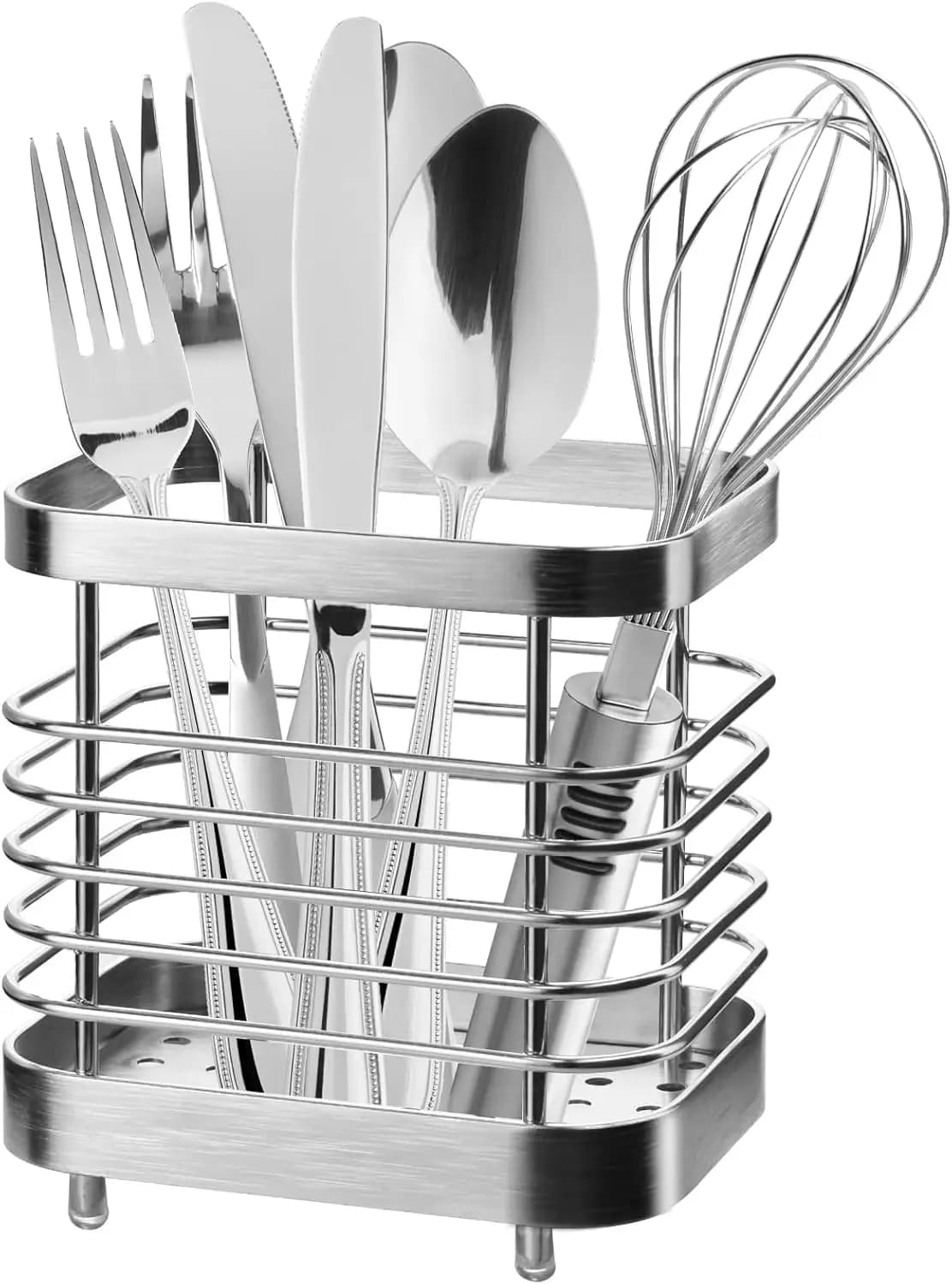 Portautensili in Acciaio Inossidabile, Scolapiatti per Posate da Cucina, Organizzatore per Forchette, Coltelli, Cucchiai e Bacchette