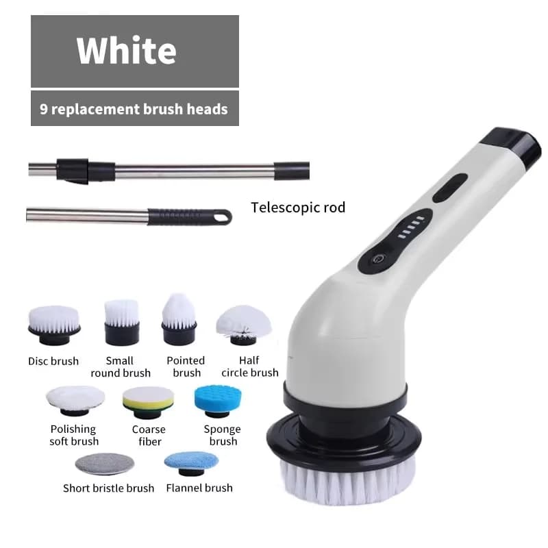 Spazzola Elettrica 9-in-1, Pulitore Rotante Elettrico, Strumenti di Pulizia Elettrici, Gadget per Pulizia di Salotto, Cucina e Bagno