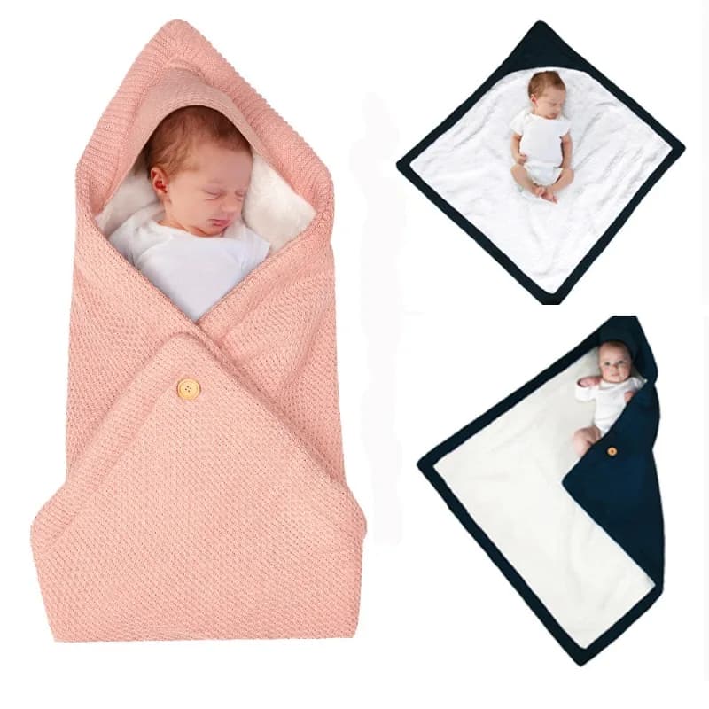 INS Knit Baby Sleep Sack Borsa per passeggino neonato con bottoni Coperta per seggiolino auto universale addensata Custodia multiuso per neonati