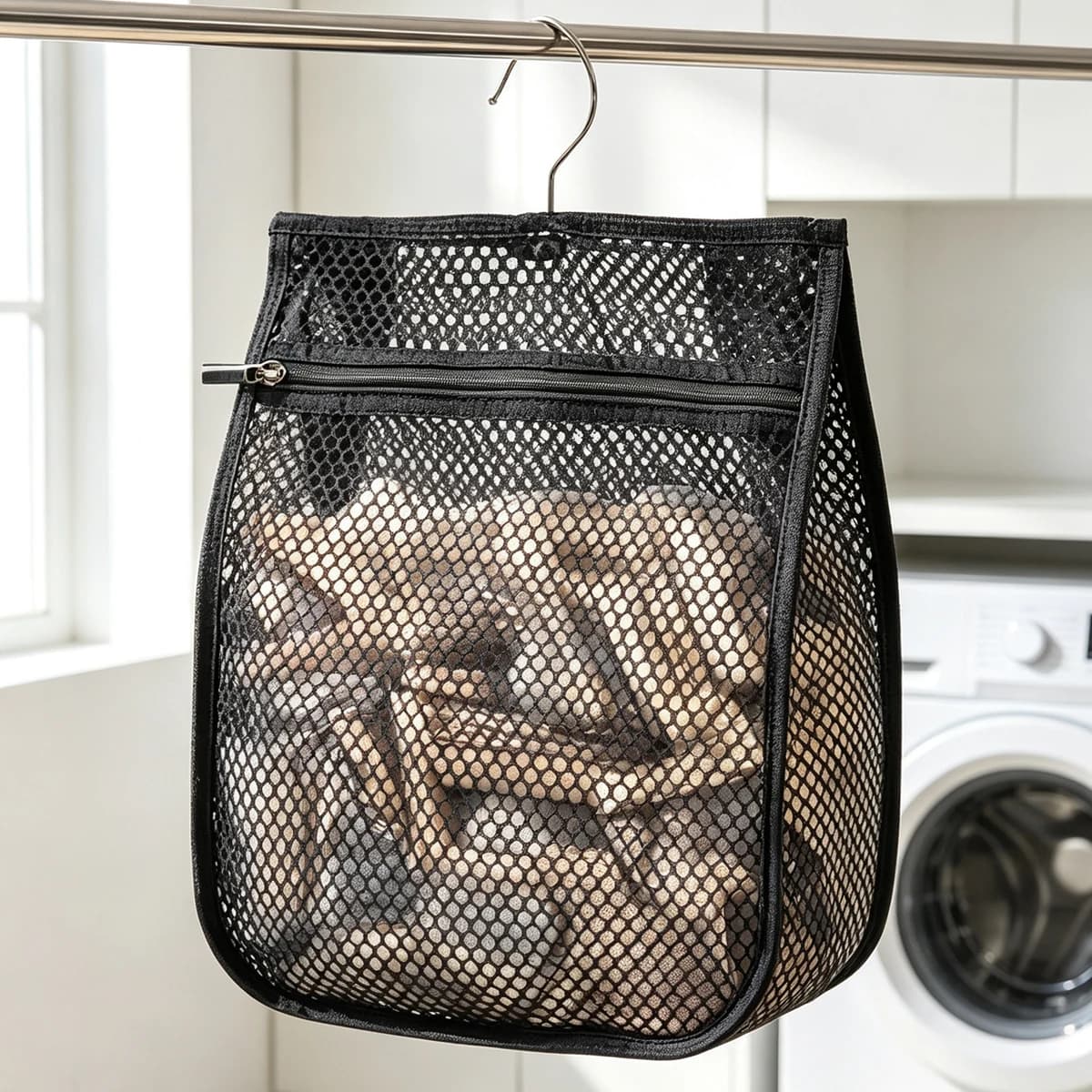 Clothespins Storage Bag Foldable Clothes Peg Organizer Hanging Mesh Storage Pouch for Laundry Room Underwear Socks Small Items