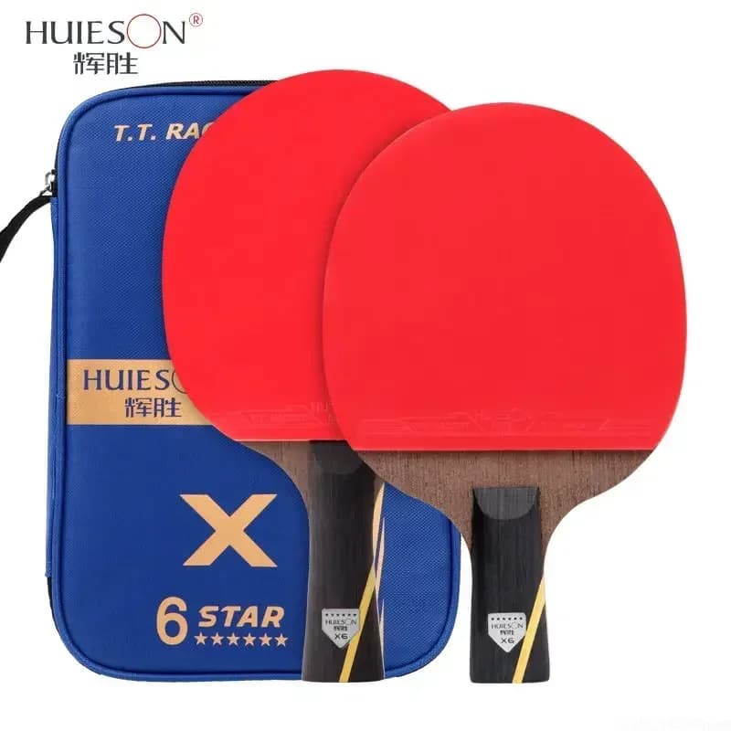 New Huieson 6 Star ping pong rack updated 7 layers double face carbon fiber ping pong tires with 2 pieces cover