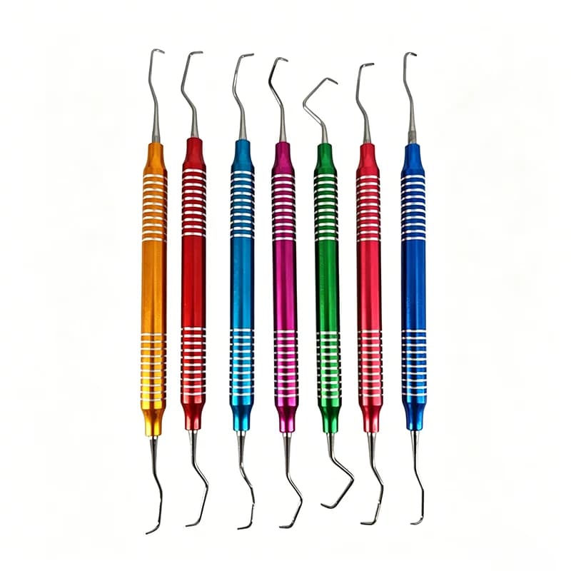 Set di 7 Curette Dentali Colorate Gracey, Set per Odontoiatria, Strumento per Rimozione del Tartaro e Pulizia dei Denti