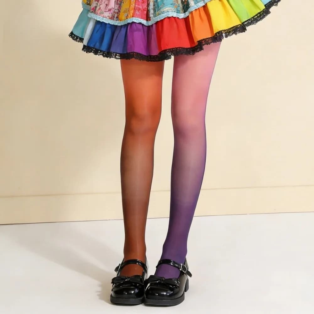 Collant Arcobaleno Senza Cuciture, Elastici e Traspiranti, con Strisce Colorate, Leggings Sottili, Collant Sfumati per Cosplay
