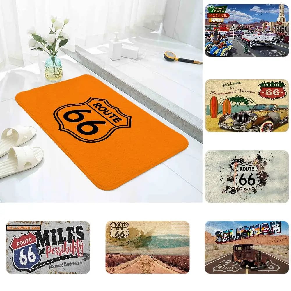 Tappeto Route 66, tappetino antiscivolo per il bagno, tappetino per la porta, tappetino decorativo per la casa, tappetino per porta d'ingresso, tappetino antigraffio