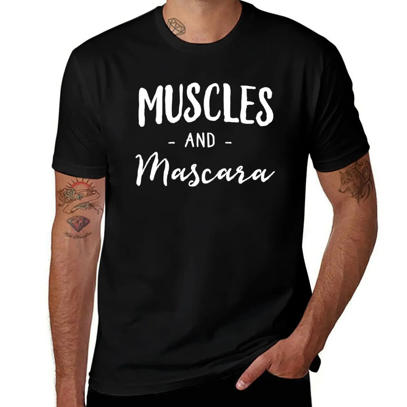 T-shirt Muscoli e Mascara, semplice, tinta unita, girocollo