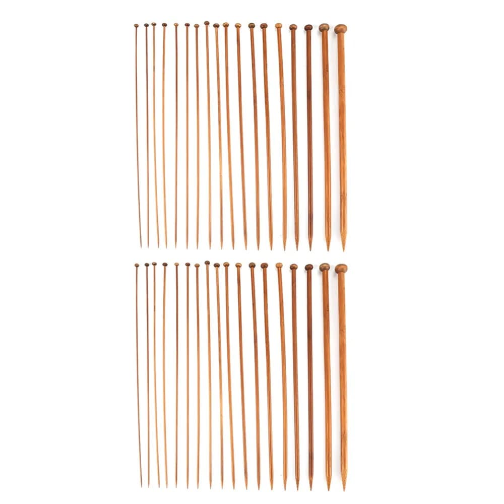36pcs Durable 0.2-1cm Sizes Knitting Needles Set Single Point Design Carbonized Finish Carbonized Needles Wood Needle Set DIY