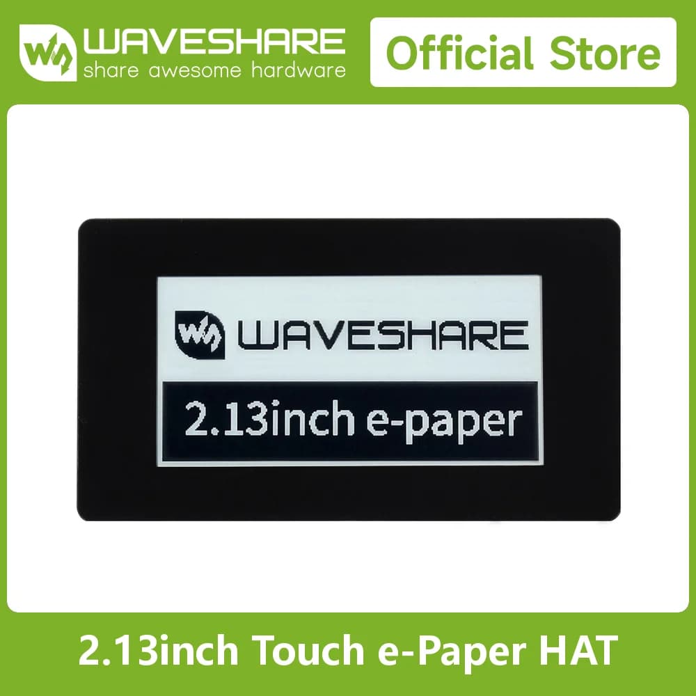 Waveshare 2.13inch Touch E-Paper E-Ink Display HAT For Raspberry Pi, 250×122 Pixels, Black / White, SPI Interface