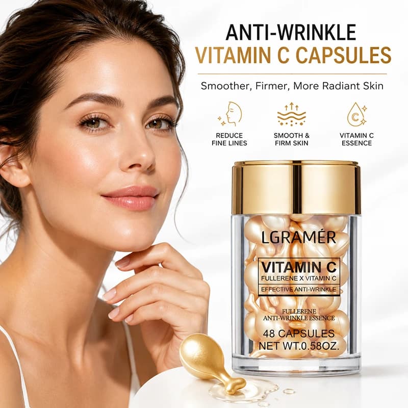 48pcs Vitamin C Face Care Capsules Serum Spot Acne Wrinkle Remover Firming Whitening Hyaluronic Acid Essence Skin Care New Style